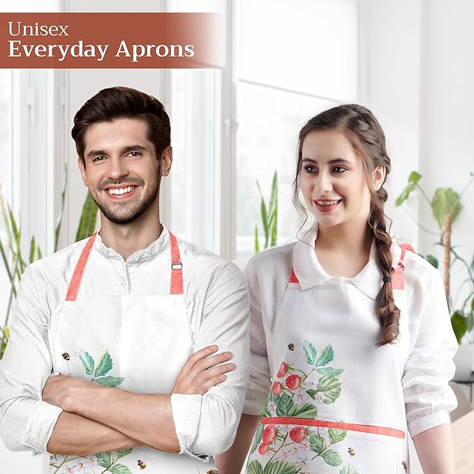 Maison d' Hermine 100% Cotton Apron for women with Pocket Kitchen Chef Apron for Men Cooking Mothers Day Gifts