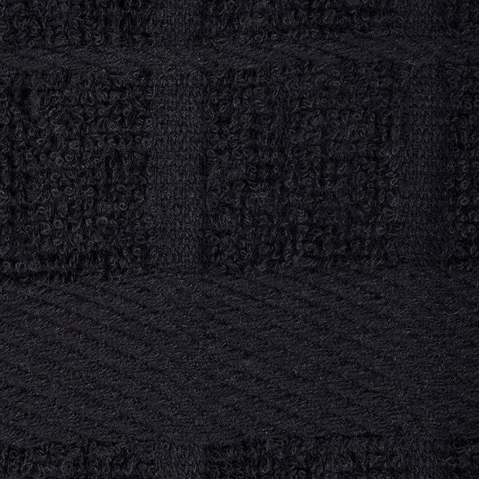 DII Basic Terry Collection Solid Windowpane Dishcloth Set, 12x12, Black, 6 Piece