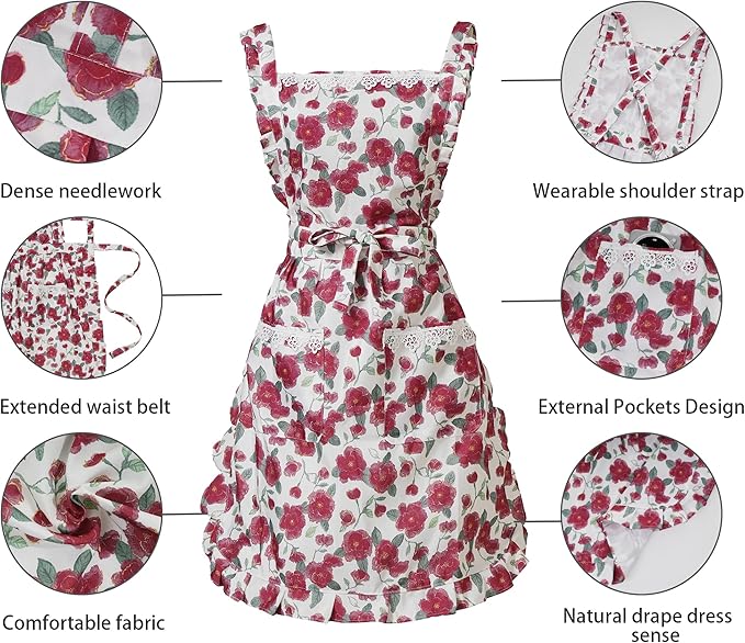 Funny Aprons for Women with Pockets, Kitchen Cooking Grilling Bbq Cute Chef Apron, Mothers Day Birthday Gifts for Women