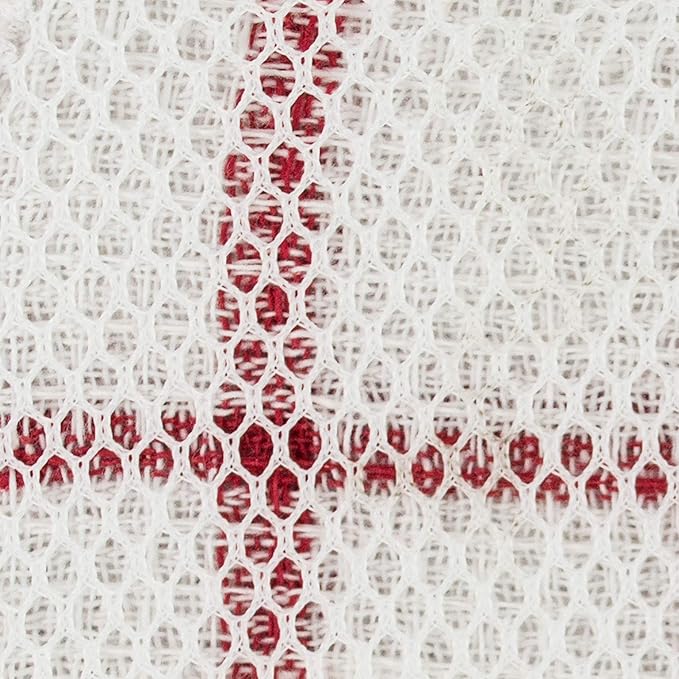 DII Scrubber Dishcloths Collection Windowpane Dishrag Set, 12x12, White/Red Stripe, 6 Piece