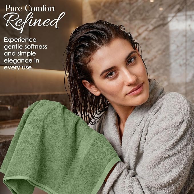 RIVERSIDE Luxury 6 Piece Towel Set, 2 Bath Towels, 2 Hand Towel, 2 Wash Cloths, 100% Cotton, 600 GSM Hotel Quality, Soft, Highly Absorbent Towels for Bathroom, Sage Green Towel Sets