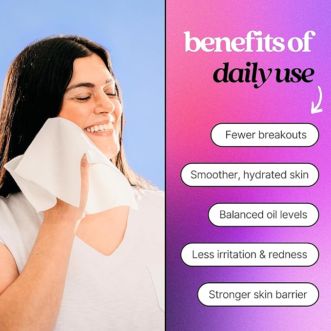 pureskin Daily Clean Facial Towels, 100% Biodegradable Pure Cotton, Premium Disposable Face Towels, Clinician Recommended, Ultra Soft, Suitable for All Skin Types, 50 count