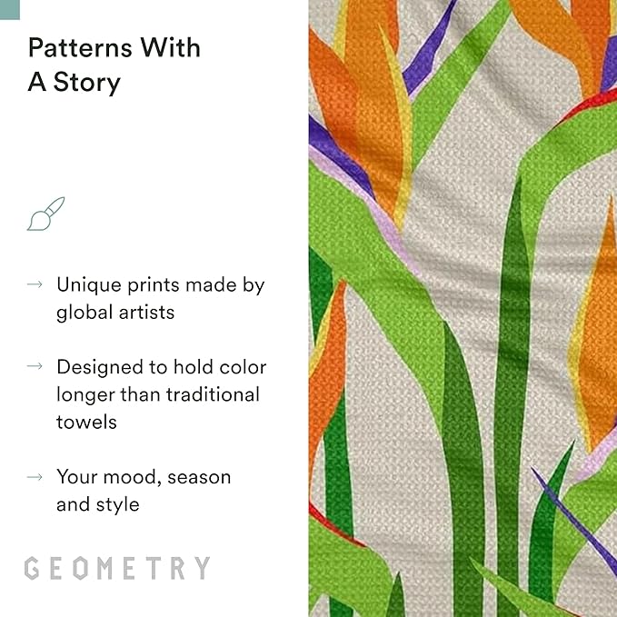 GEOMETRY Spring Kitchen Towels - Quick Dry Microfiber Cloth Spring & Summer Dish Towels for Kitchen Drying - Premium Quick Dry Towel - Paradise Blooming, 18" x 30" - 1-Pack
