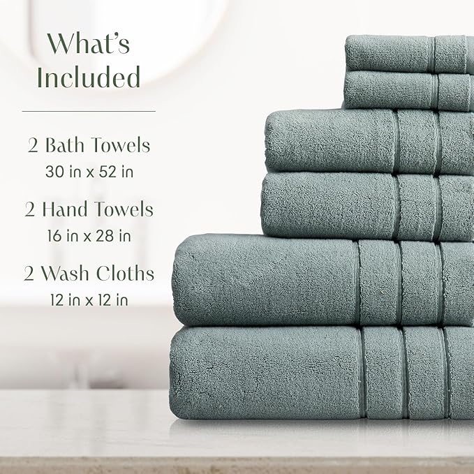 Springtree Home Luxury Turkish Cotton Bath Towels Set | 100% Turkish Cotton | Premium Bath Towels | Ultra Soft Thick Plush & Highly Absorbent | Luxury Hotel & Spa Bathroom Towels | Chinois Green