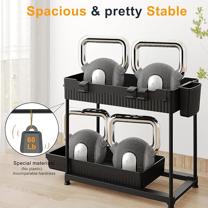 Sevenblue 2 Pack Multi-Purpose Under Sink Organizers and Storage, 2026 Pull Out Cabinet Organizer for Bathroom & Kitchen, Under Cabinet Organizer with Hooks Hanging cup, Black