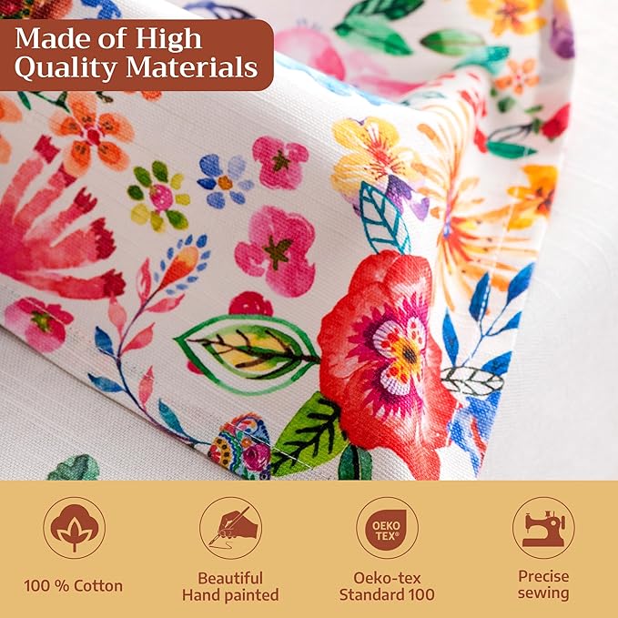 Maison d' Hermine Cloth Napkins Set of 4 100% Cotton Everyday Reusable Square Napkins Cloth Washable Dinner Wedding Gifts for Mothers Day Spring/Summer (Happy Florals - High Summer, 20" x 20")