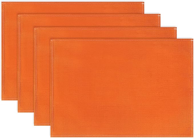Niviy Orange Thanksgiving Fall Placemats Set of 4, 12x18 Inch Washable Easy to Clean Heat-Resistant Anti-Skid Indoor Outdoor Table Mats for Holiday Party Kitchen Dining Room Decoration