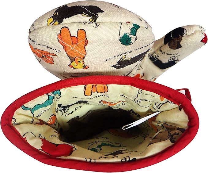 Oven Mitts Cotton Fashion Cute Dog Design 1pair Heat Resistant Oven Gloves Safe Cooking Baking Grilling Barbecue Machine Washable Pot Holders (Oven Mitts Dog Flower)