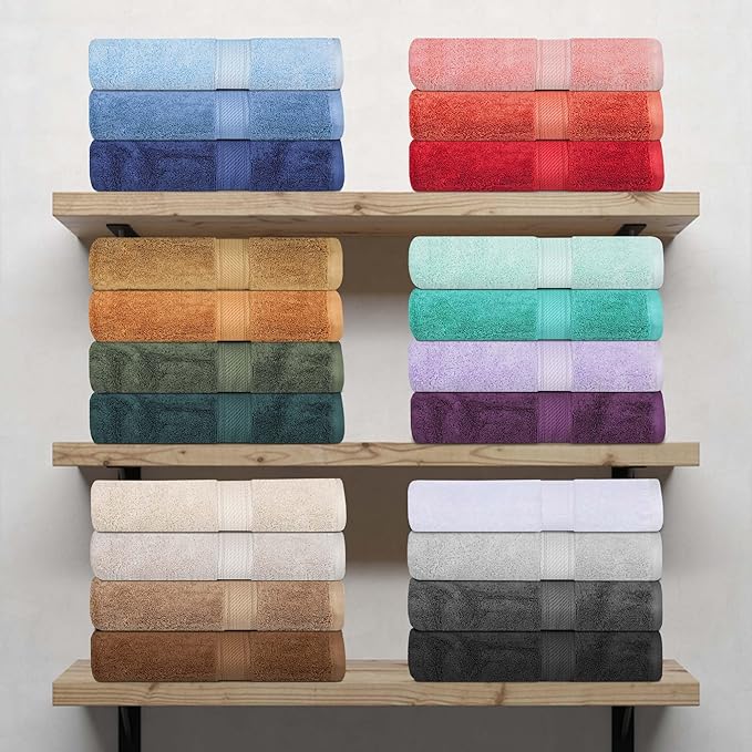 SUPERIOR Egyptian Cotton Pile 6 Piece Towel Set, Includes 2 Bath, 2 Hand, 2 Face Towels/Washcloths, Ultra Soft Luxury Towels, Thick Plush Essentials, Guest Bath, Spa, Hotel Bathroom, Charcoal