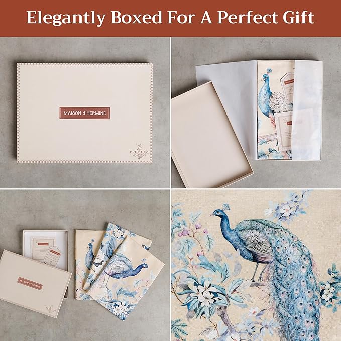 Maison d' Hermine Dishcloths 100% Combed Cotton Premium (20" x 27.50") Easter Multi-Purpose, Kitchen Towel for Kitchen, Holiday, Dinner, Wedding & Dining, Peacock Utopia - Sandy Beach (Set of 3)