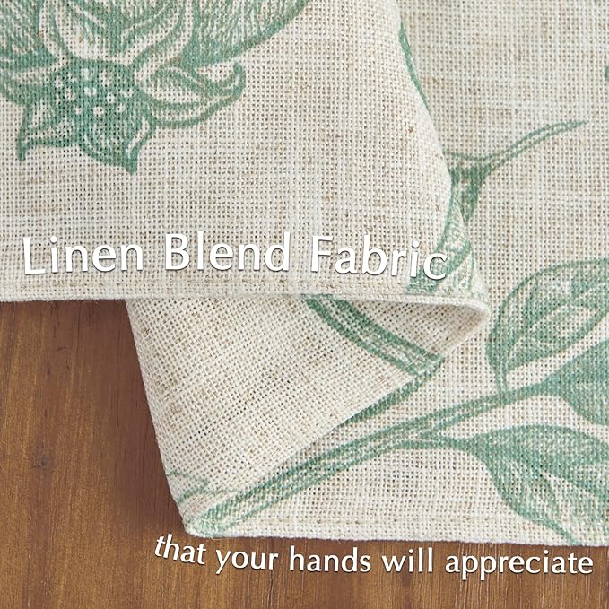 JINCHAN Linen Floral Placemats Set of Cloth Table Mats Rustic Cottagecore Botanical Outdoor Seasonal for Kitchen Dining Decor Heat Resistant Non-Slip Washable Tablemats 13x19 Inch Sage Green
