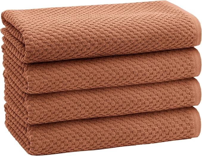COTTON CRAFT Waffle Bath Towel - Set of 4 Luxurious Euro Spa Waffle Weave Towels - 100% Ringspun Cotton - Super Absorbent Quick Dry Bath Shower Towels - Oversized 30 inches x 56 inches - Mocha