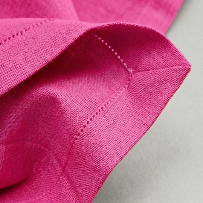 Palisa Hot Pink Cotton Napkins Set of 4 | Premium Hemstitch Detailing Cloth Dinner Napkins 18x18 Inch | Soft Washable & Reusable Table Napkins for Everyday Use Weddings Parties Restaurants & Hotels