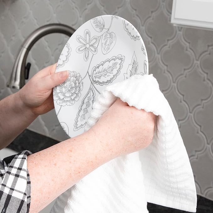 Ritz Royale Collection 100% Combed Terry Cotton, Highly Absorbent, Oversized Kitchen Towel Set, 28" x 18", 2-Pack, Solid, White