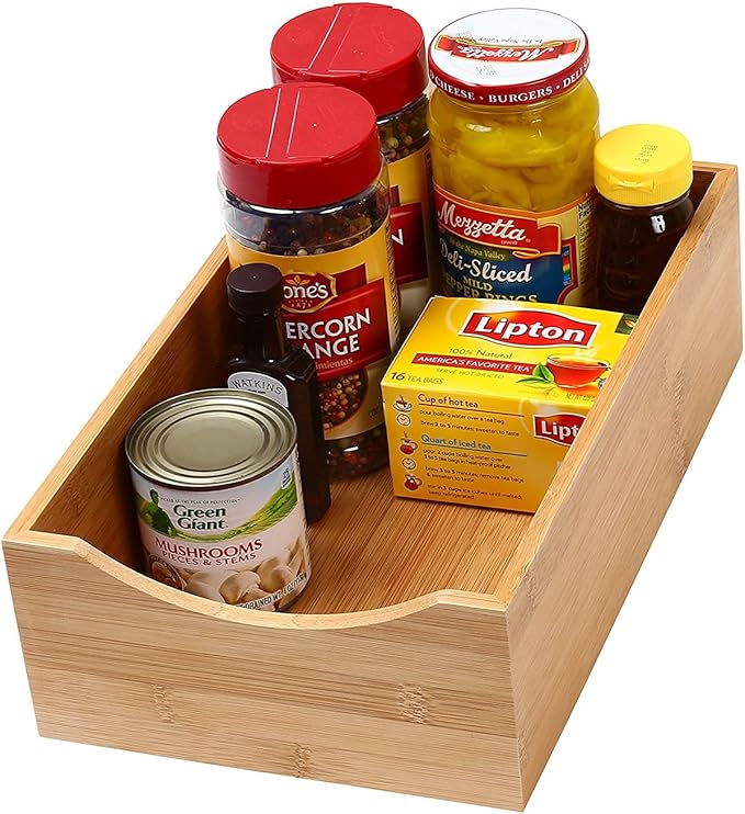 YBM HOME Bamboo Drawer Organizer Storage Box for Spices and Kitchen Items, Lingerie, Small Tools, and Gadgets, 330