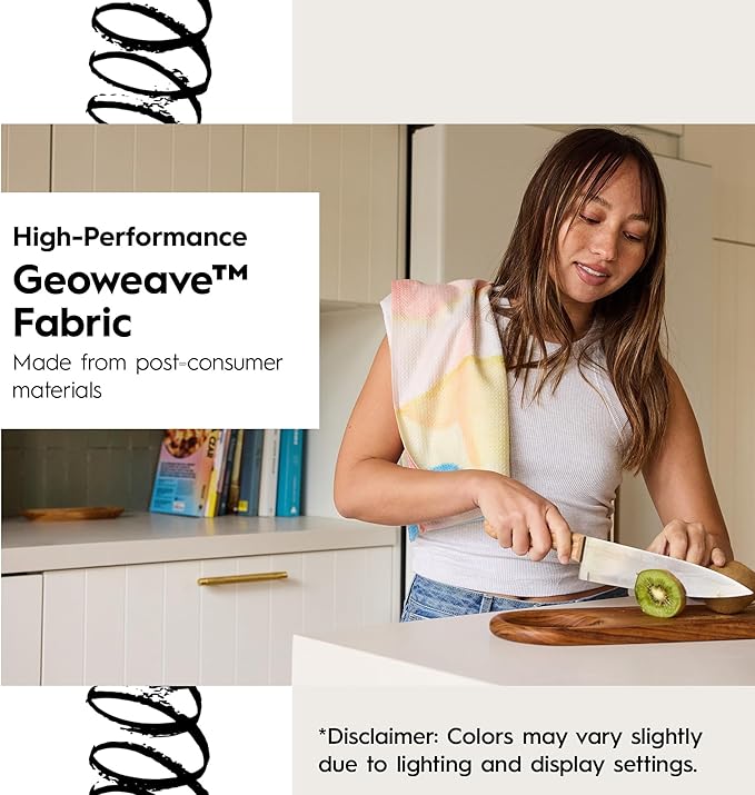 GEOMETRY Bar Towels for Kitchen - Spring & Summer Collection - Premium Towels for Cleaning Dishes & Glassware - Absorbent & Fast Drying Kitchen Towels - Soft Floral, 12" x 14" - 1-Piece