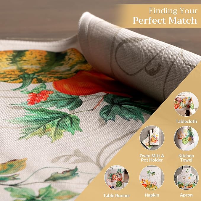 Maison d' Hermine Placemats Set of 4 100% Cotton Washable Cloth Place Mats, Reusable Table Mats for Thanksgiving Christmas Decorations Kitchen Dining Party Wedding Restaurant (Lumina, 13" x 19")