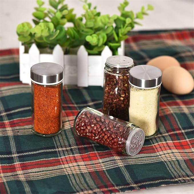 EBIZ&TECH 20-Jar Stainless Steel Rotating Spice Rack with Non-Slip Base - Kitchen Countertop Organizer for Easy Access and Storage of Spices (Black)