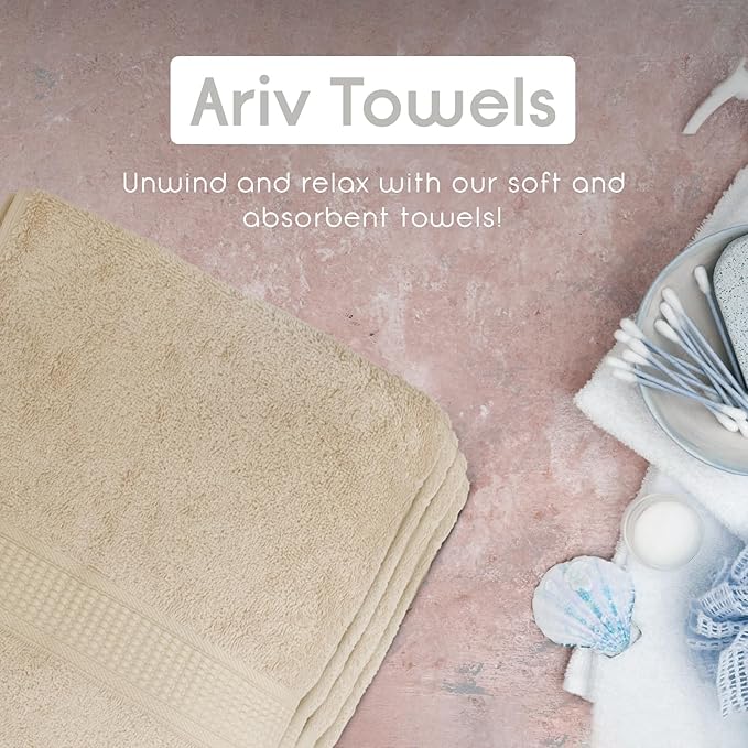 Ariv Premium Jumbo Bath Towels Pack of 2, Beach Towel, Extra-Large Bath Sheets, 100% Cotton, Super Soft, Highly Absorbent, Quick Dry, Durable, Great Value & Quality, Perfect for Home & Bathroom- Linen