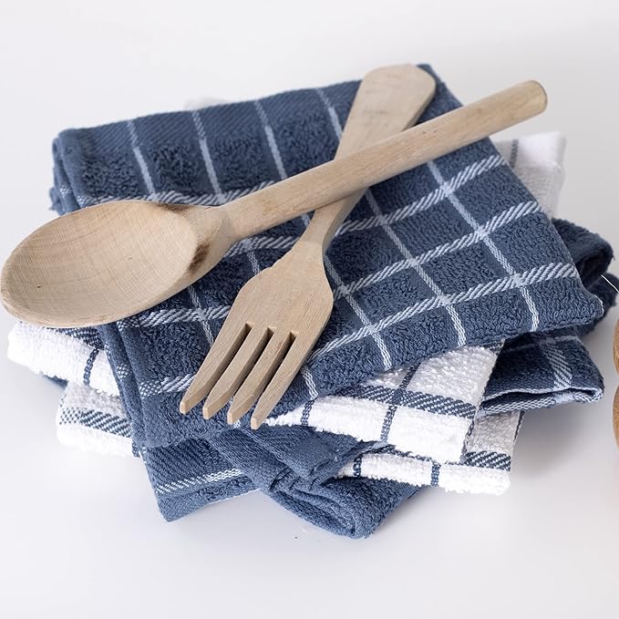 Ritz Premium 3-Pack Kitchen Towel & 6-Pack Dish Cloth Set - Highly Absorbent, Super Soft, Long-Lasting, 100% Cotton Terry Drying Cleaning Cloths, Federal Blue