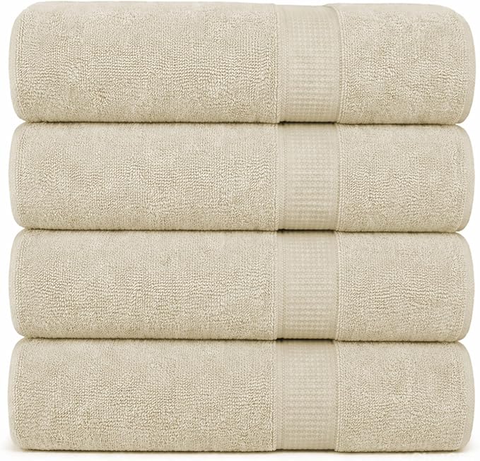 GOLD TEXTILES Premium Hand Towels for Bathroom -100% Ring Spun Cotton (Sand,4 Pack, 16x30 Inches) Luxury Soft Absorbent & Quick Dry, Bathroom Hand Towel Perfect for Hotel, Salon, Gym & Spa