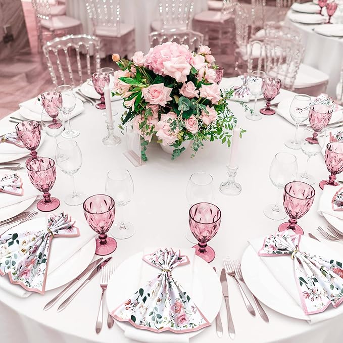12 Pcs Floral Cloth Napkins 20'' x 20'' Washable Dinner Tea Party Napkins for Kitchen Party Wedding Restaurant Indoor Outdoor Botanical Fresh Spring Summer