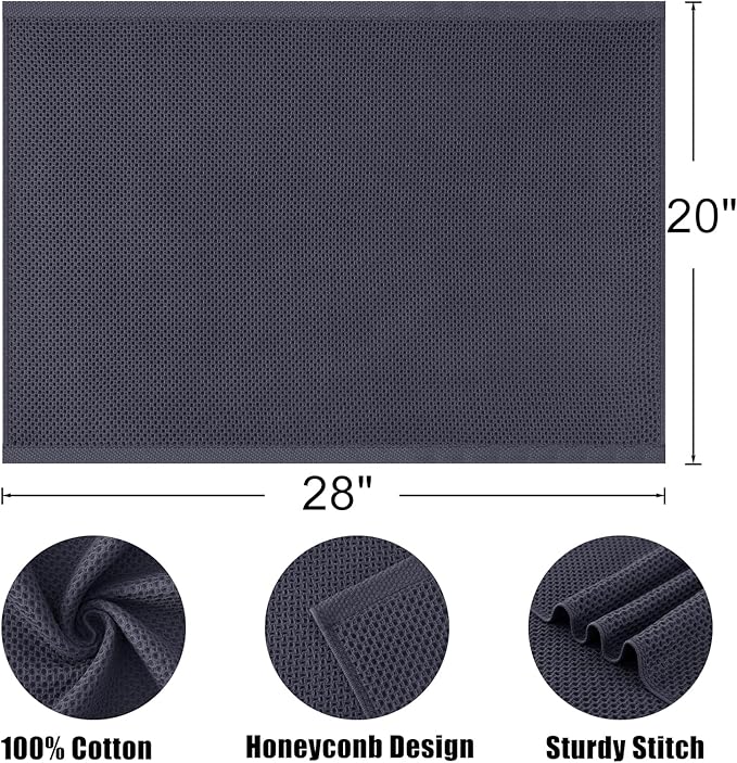 Kitinjoy 100% Cotton Waffle Weave Kitchen Towels (20 X 28 Inches, Dark Grey), 4-Pack Super Soft and Absorbent Dish Towel for Drying Dishes