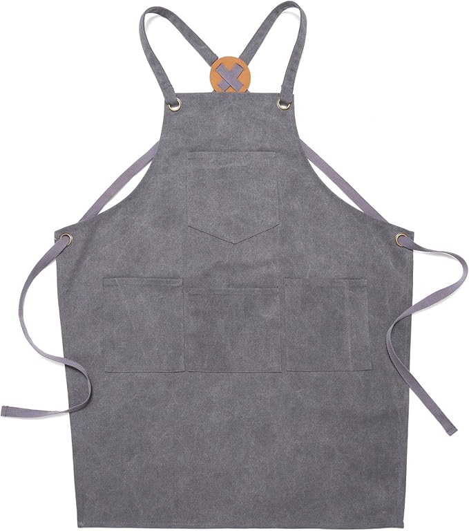 NEOVIVA Heavy Duty Work Apron for Kid Boys with Pockets and Adjustable Cross-back Straps
