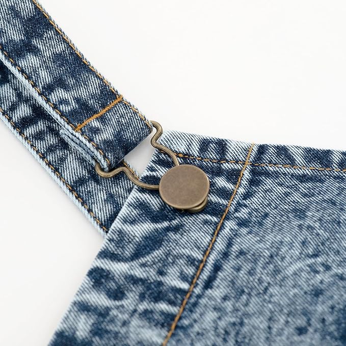 Jeanerlor - Cotton Tool Denim Work Apron with Convenient Pockets for Women Cross Straps & Adjustable(Denim Blue)