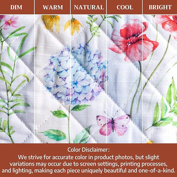 Maison d'Hermine Oven Gloves 100% Cotton Oven Mitt 7" x 13" with Loop Heat Resistant BBQ Cooking Gloves Baking Grilling Gifts for Mothers Day Spring/Summer (Pack of 1, Just Floral)