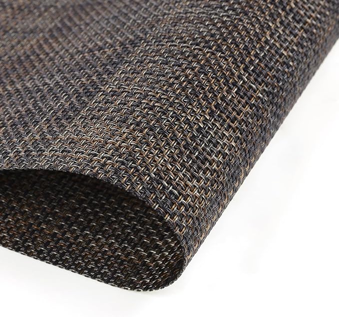 SHACOS Woven Vinyl Table Runner 12 x 54 inch Wipeable Plastic Table Runners Heat Resistant Runner for Table Indoor Outdoor, Black Brown