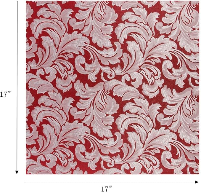 EHouseHome Damask Jacquard Cloth Napkins Waterproof Spillproof Polyester Fabric Napkins Burgundy, Set of 12, 17 x 17 Inch