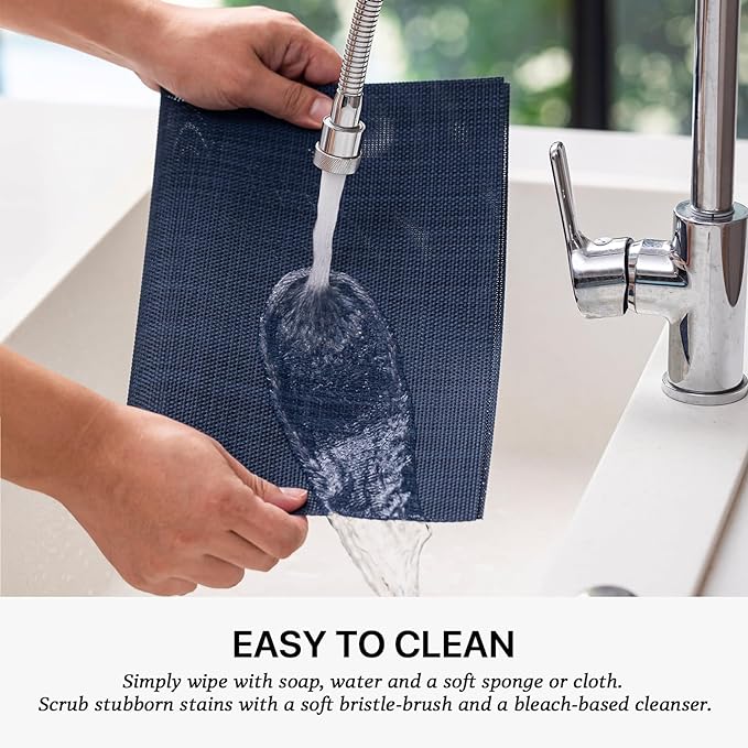 LEXMORE Placemats Set of 6 Vinyl/Plastic Woven Place Mats for Kitchen Table Indoor/Outdoor Washable Placemat Wipeable Dining Table Mats(Navy Blue)