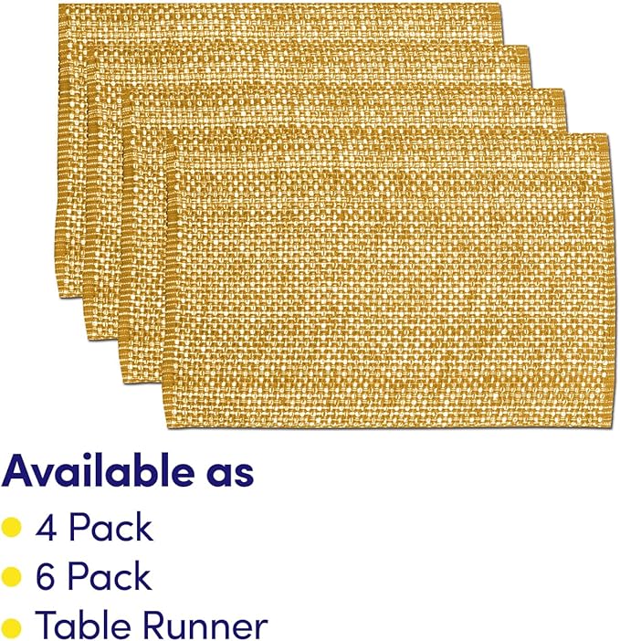 Sweet Home Collection 100% Cotton Placemats for Dining Room Rectangle Two Tone Woven Fabric 13" x 19" Soft Durable Table Mat Set, Set of 4, Orange