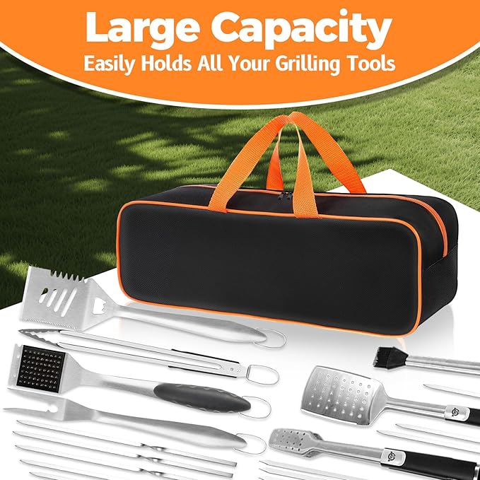 Grill Tool Storage Bag, 24" x 8" x 8" Large Capacity Grill Accessory Storage, 1680D Heavy-Duty Grill Utensil Storage, Accessories Storage Compatible with Blackstone (No Accessories)