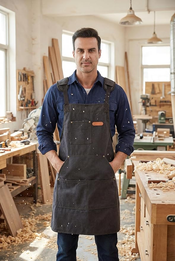 Nanxson Canvas Work Apron, Heavy Duty Carpenter Welding Apron with Wide Braces, Ideal for Gardening and Carpenters
