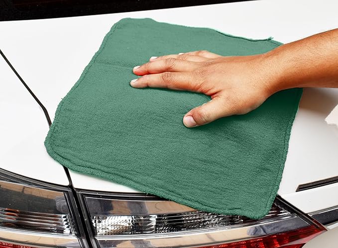 DAN RIVER Shop Towels, 50 Pack Commercial Use Green Terry Cloth Rags for Cleaning Cars & Household Surfaces – Well Absorbent, Reusable Cleaning Rags & Wash Clothes – Washable Towels