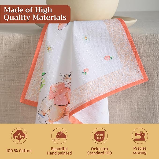 Maison d' Hermine Cloth Napkins Set of 4 100% Cotton Everyday Reusable Square Napkins Cloth Washable Dinner Party Wedding Restaurant Gifts for Mothers Day Spring/Summer (Bunny Party, 20" x 20")