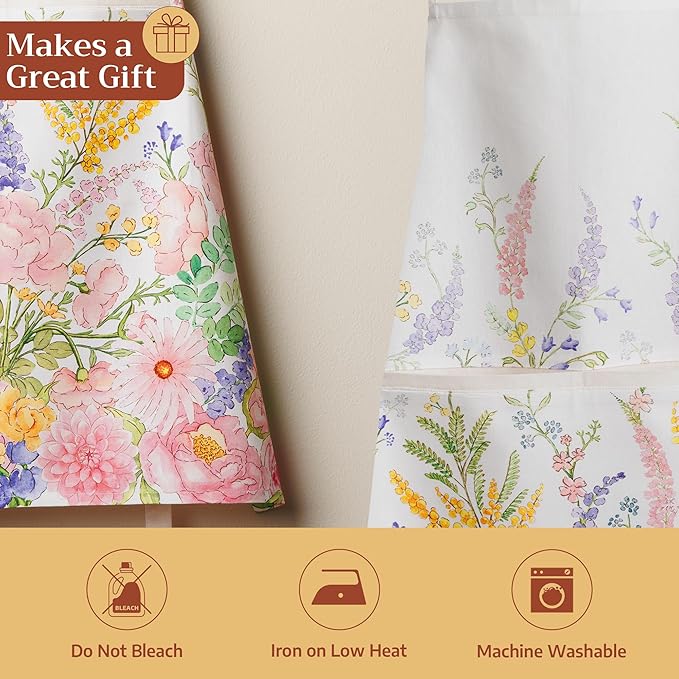 Maison d' Hermine 100% Cotton Apron for women with Pocket Kitchen Chef Apron for Men Cooking Mothers Day Gifts