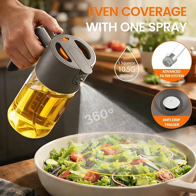 Costop Professional 500ml Glass Oil Sprayer - 3-in-1 Kitchen Tool: Fine Mist, Stream & Pour | Leak-Proof Design for Air Fryer, BBQ & Cooking | BPA-Free