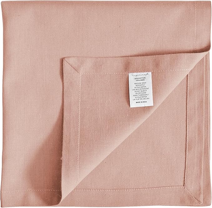 FINGERCRAFT Dinner Cloth Napkins, Cotton Linen Blend Mitered Corner Napkins Cloth 4 Pack Natural Premium Quality for Every Day Use, Parties, Easter, Thanksgiving, Weddings, 18x18 inch Shell Peach