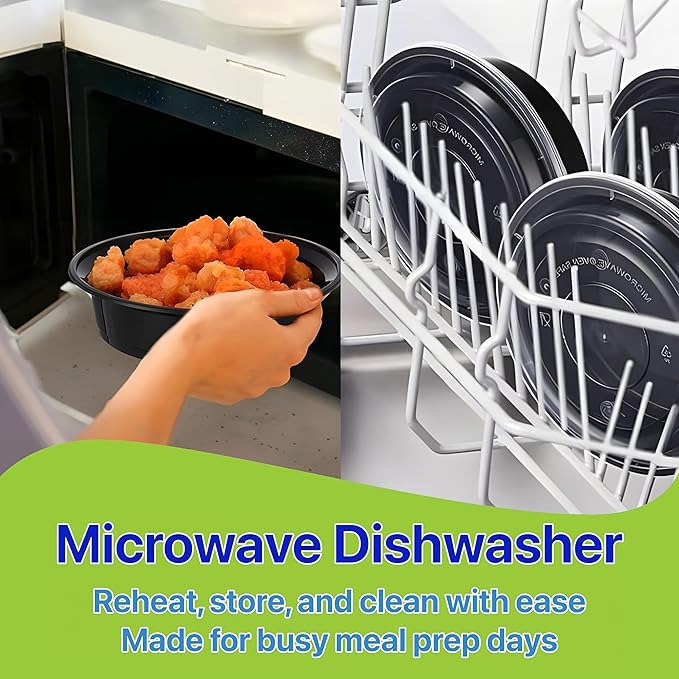 Meal Prep Containers Round [30 Set] x [16 oz] with Lids, 1 compartment, Stackable, Reusable, Leakproof, Food Safe, Microwave, Freezer & Dishwasher Safe for Food Prep Storage (30 Set, 16 oz)