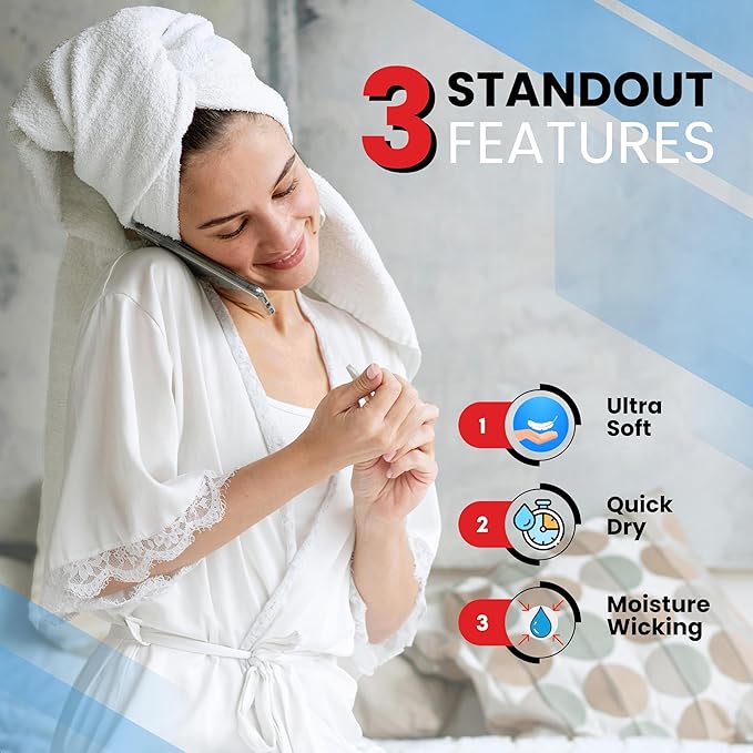 Infinitee Xclusives Luxury 100% Cotton Towel Set – 8 Piece Bathroom Towel Set (2 Bath Towels, 2 Hand Towels, 4 Washcloths) – Soft & Absorbent Towels for Bathroom (Tranquil Navy)
