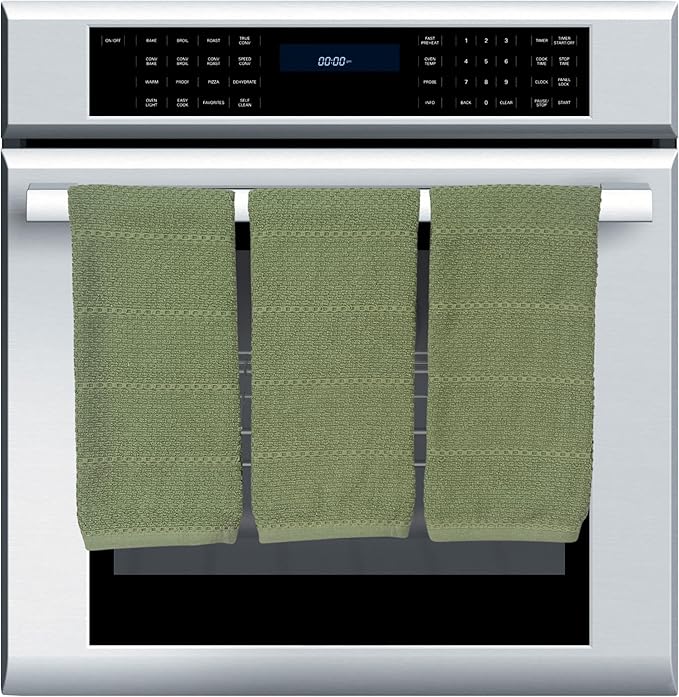 Serafina Home Dark Sage Green Kitchen Hand Dish Towels: Oversized 28" x 18",100% Cotton Cloth Soft Cleaning Drying Absorbent Textured Design, Set of 3 Multipurpose for Everyday Use (Dark Sage)
