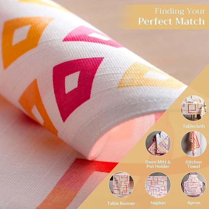 Maison d' Hermine Placemats Set of 4 100% Cotton Washable Cloth Place Mats Reusable Table Mats for Kitchen Dining Party Wedding Gifts for Mothers Day Spring/Summer (Summer Maze, 13" x 19")