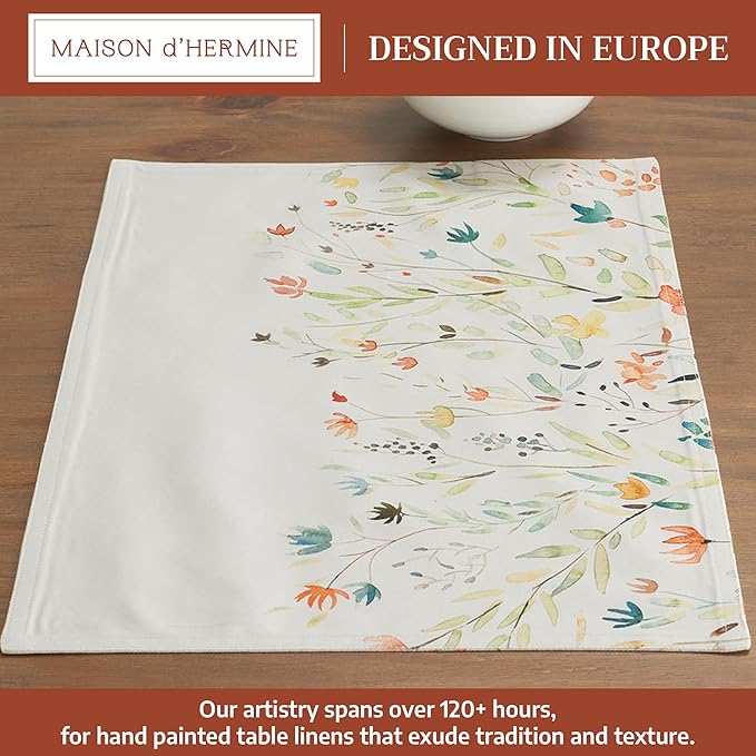Maison d' Hermine Placemats Set of 4 100% Cotton Washable Cloth Place Mats Reusable Table Mats for Kitchen Dining Party Wedding Gifts for Mothers Day Spring/Summer (Colmar, 13" x 19")