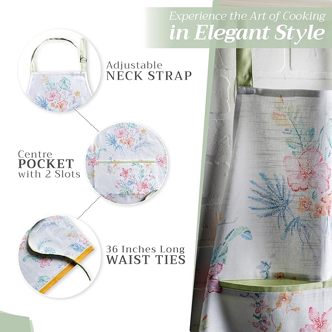 Maison d' Hermine 100% Cotton Apron for women with Pocket Kitchen Chef Apron for Men Cooking Mothers Day Gifts