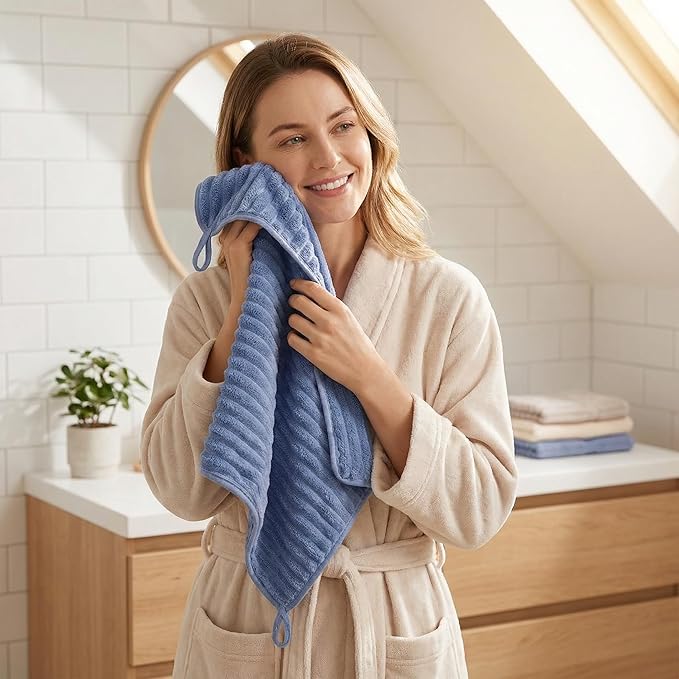 4PCS Blue Microfiber Hand Towels for Bathroom Christmas Decorations Quick Dry Small Towel Set for Bathroom Kitchen 14 x29.6inch