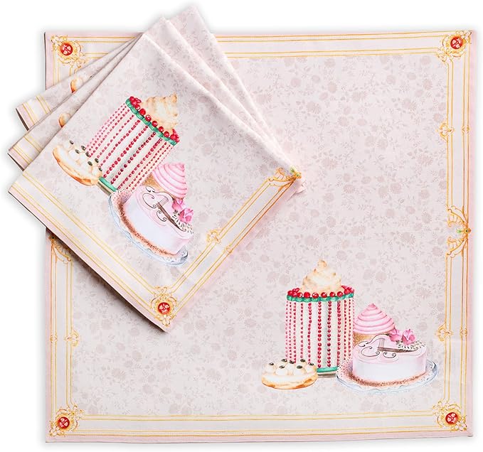 Maison d' Hermine Napkins 100% Combed Cotton Premium Set of 4 Decorative Cloth Napkin Washable Dinner Napkins for Holiday, Dinner, Wedding, Restaurant & Dining - Pastries (20”x20”)