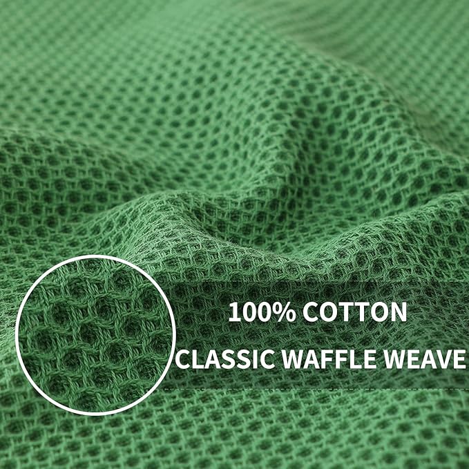 Homaxy 100% Cotton Waffle Weave Kitchen Dish Cloths, 4-Pack Ultra Soft Absorbent Dish Towels, Quick Drying Dish Rags, 12 x 12 Inches, Grass Green
